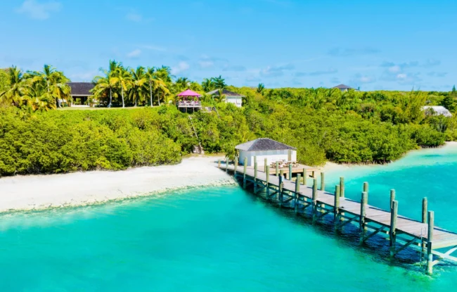 Bahamas house rental with dock and boat